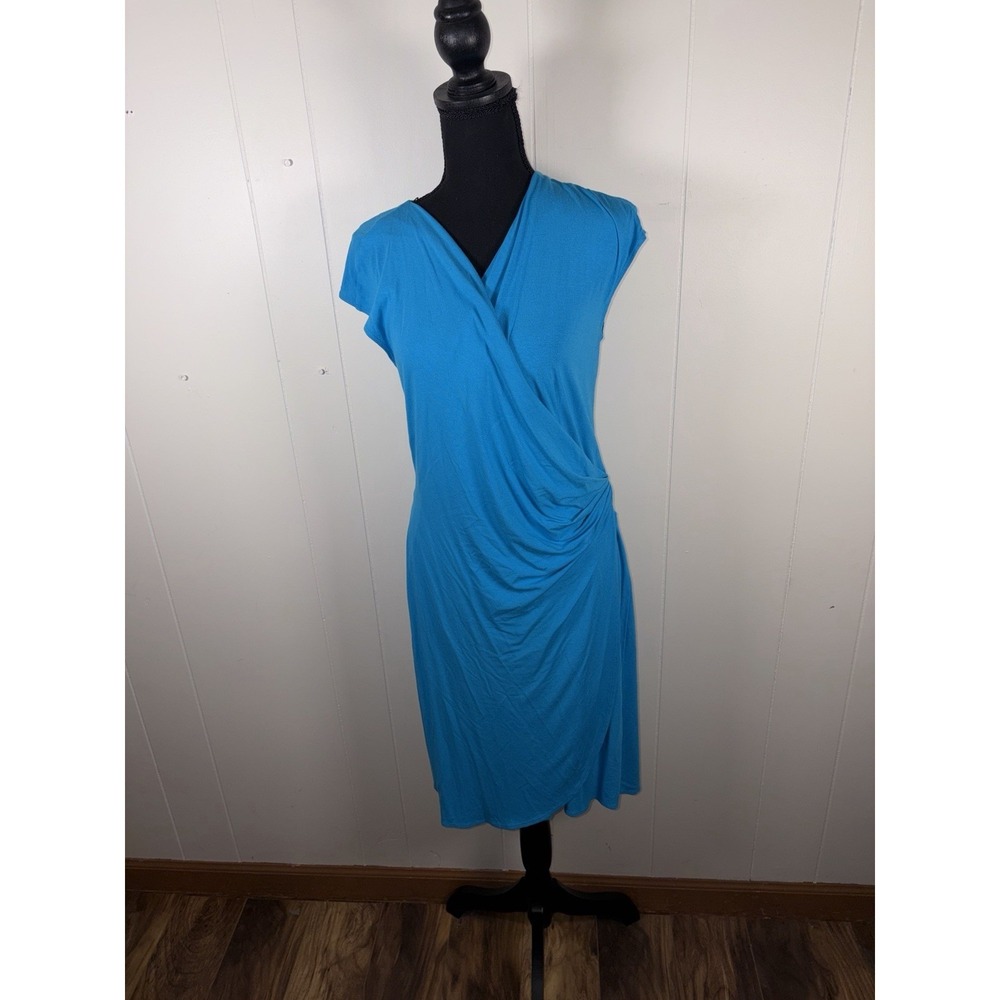 tommy‎ bahama ambour side gathered dress turquoise blue m jersey